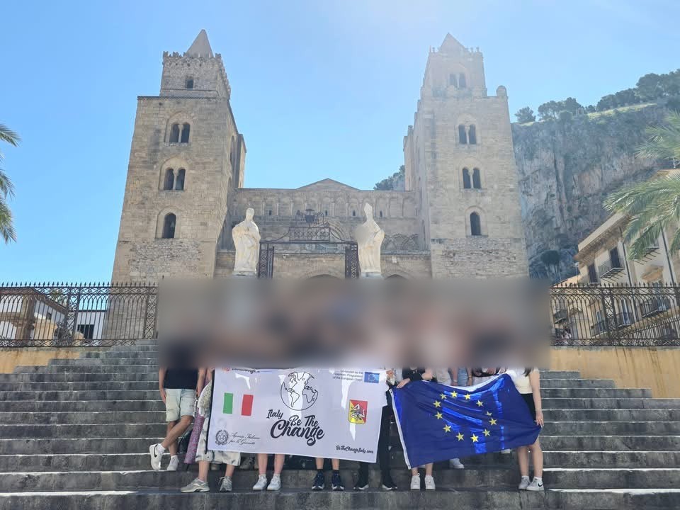 Group in front of Cefalù Cathedral, Sicily